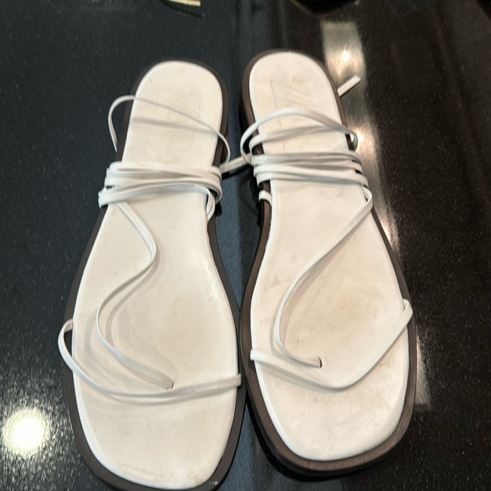 Like new - worn twice.  White Zara summer sandals.  Tie at ankle or up leg!